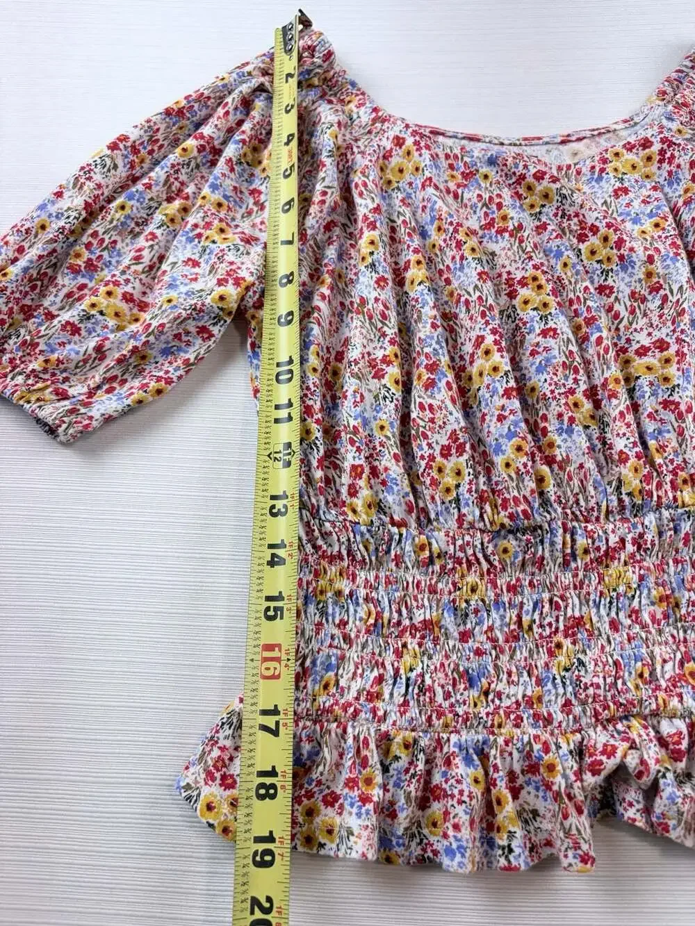 LOFT Outlet Floral Smocked Puff Sleeve Top XS
